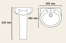 1 Tap Hole Basin and Pedestal. technical image