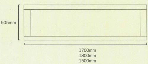 1500mm modern bath side panel in wenge finish. technical image