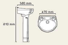 2 Tap Hole Cloakroom Basin and Pedestal. technical image
