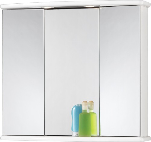 Gallassia 3 door wall cabinet. Lights + shaver socket. 775x730x250mm. technical image
