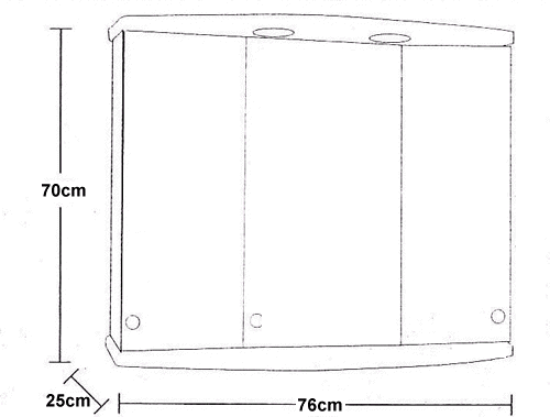 Gallassia 3 door wall cabinet. Lights + shaver socket. 775x730x250mm. technical image