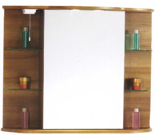 Cherry bathroom cabinet with mirror, lights & shaver socket. technical image