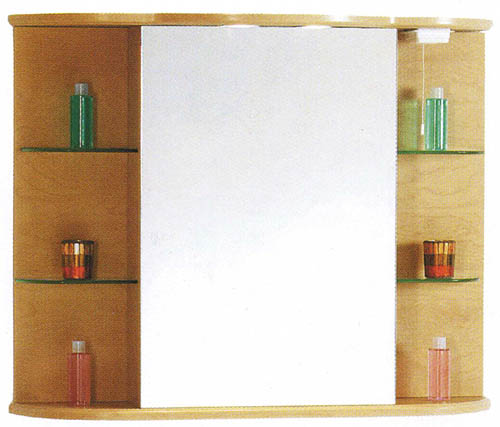 Birch bathroom cabinet with mirror, lights & shaver socket. technical image