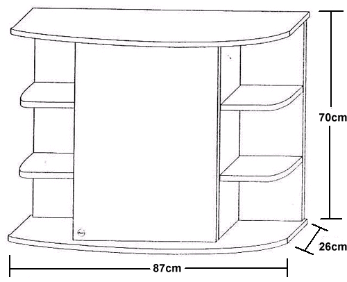 Birch bathroom cabinet with mirror, lights & shaver socket. technical image
