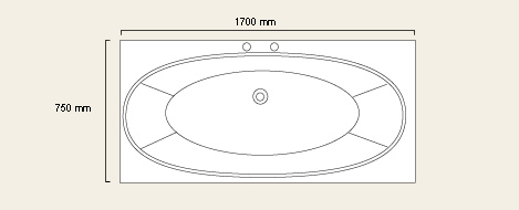Finesse double ended white bath. 1700 x 750mm. Legs included. technical image