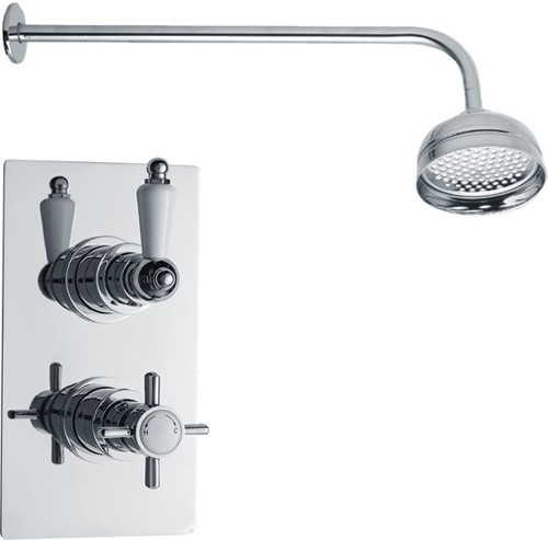 Twin thermostatic shower valve with BIR kit (Chrome) technical image