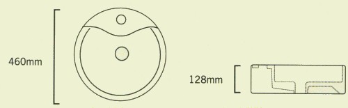 Round Geo Free-Standing Basin, 1 Tap Hole. 460x128mm. technical image