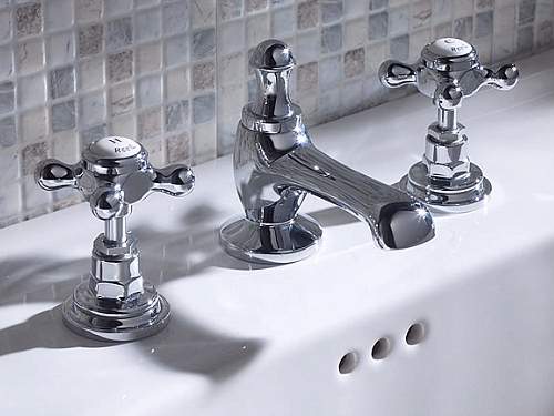 3 tap hole basin mixer + free pop up waste technical image