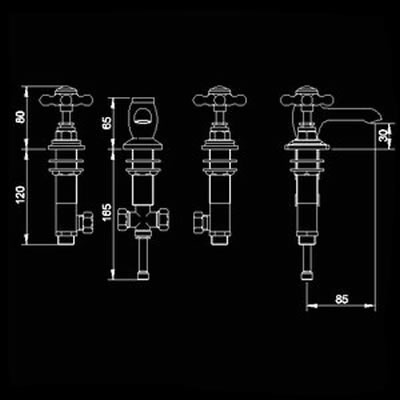 3 tap hole basin mixer + free pop up waste technical image