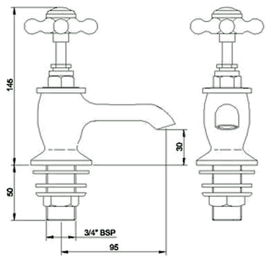Bath taps (Pair, Antique Gold) technical image