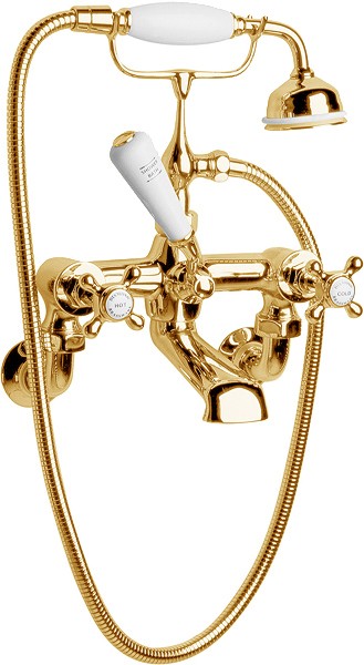 Wall mounted bath shower mixer (Antique Gold) technical image