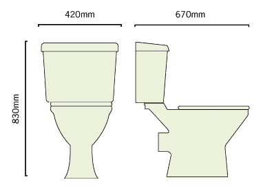 Cherry 650mm Vanity Suite With Vanity Unit, Basin, Toilet & Seat. technical image