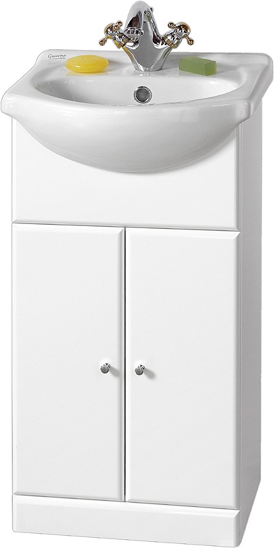450mm Contour Vanity Unit with one piece ceramic basin. technical image