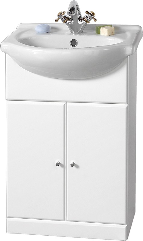 550mm Contour Vanity Unit with one piece ceramic basin. technical image