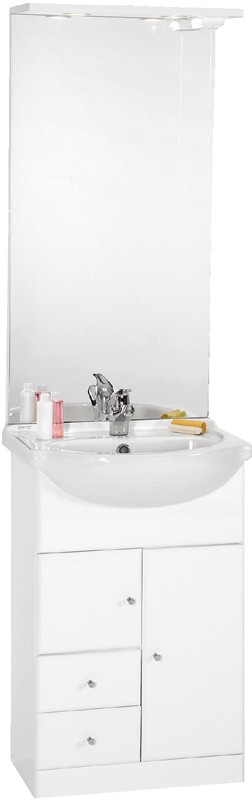 550mm Contour Vanity Unit with ceramic basin, mirror and lights. technical image