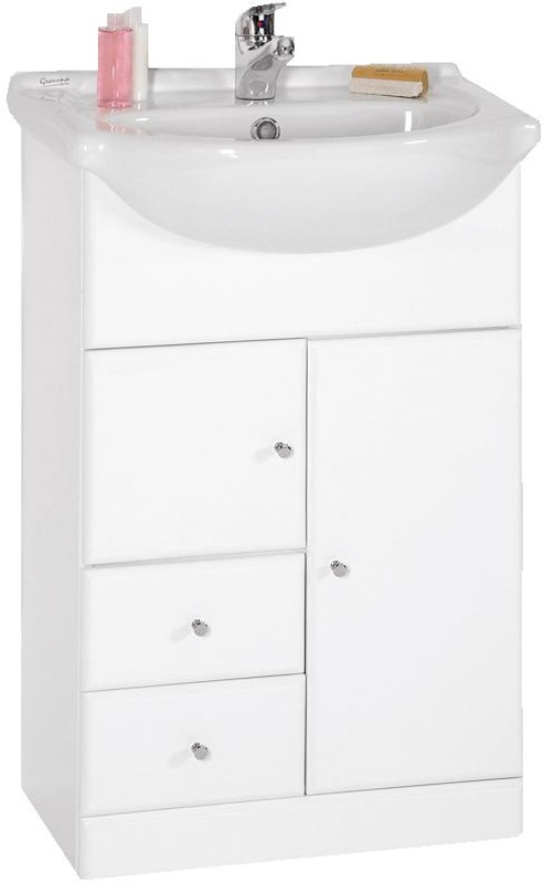 550mm Contour Vanity Unit with drawers and one piece ceramic basin. technical image