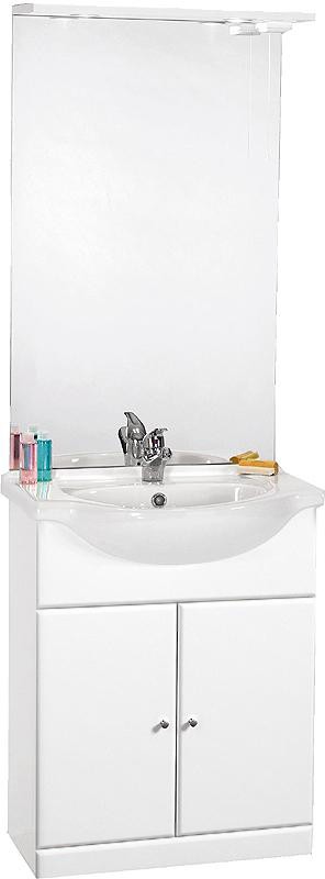 650mm Contour Vanity Unit with ceramic basin, mirror and lights. technical image