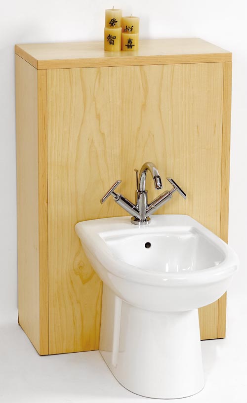 Monte Carlo complete back to wall bidet set in maple. technical image