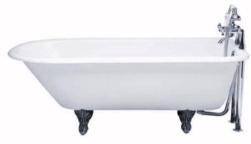 Oxford single ended bath with black feet. technical image