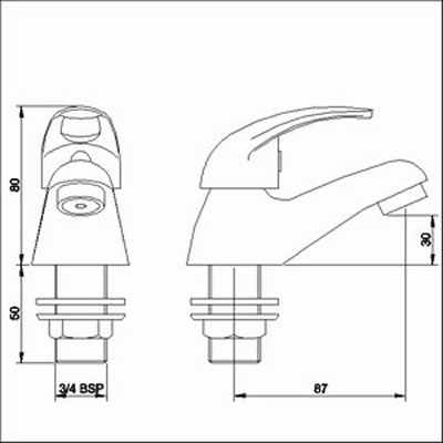 Bath taps (pair) technical image