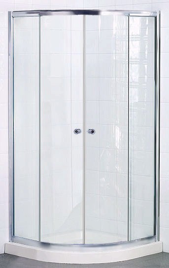 Shower enclosure 900x900 quad + stone resin tray & waste. technical image