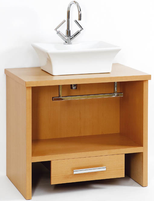 Troy large beech stand and freestanding basin, drawer & towel rail. technical image