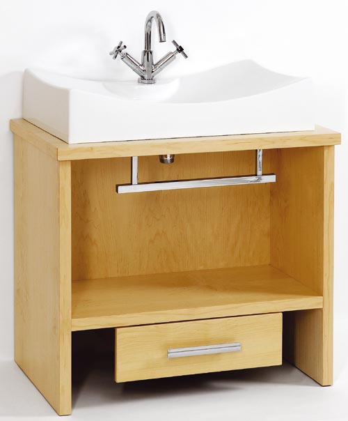 Troy large maple stand and freestanding basin, drawer & towel rail. technical image