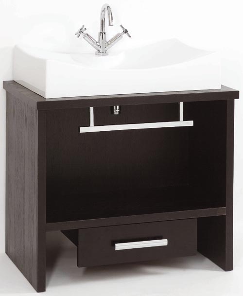Troy large wenge stand and freestanding basin, drawer & towel rail. technical image