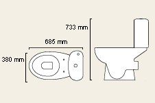 WC with cistern and fittings technical image