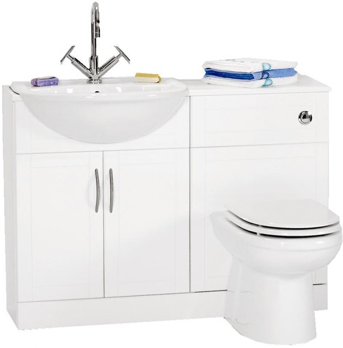 White bathroom furniture suite.  1110x810x300mm. technical image
