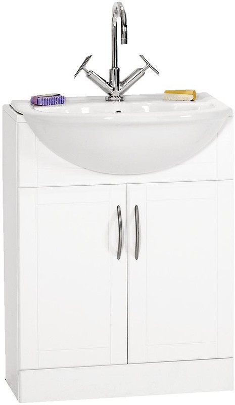 610mm White Vanity Unit with Monte Carlo  semi-recess basin. technical image