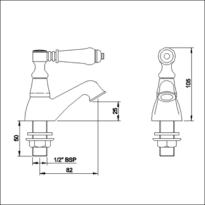 Basin taps (Pair, Chrome) technical image