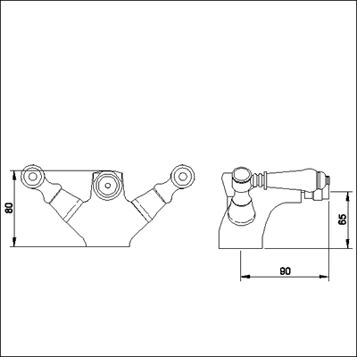 Mono bidet mixer tap (Antique Gold) technical image