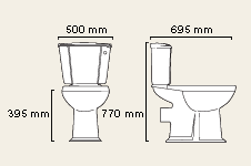 WC with cistern and fittings technical image