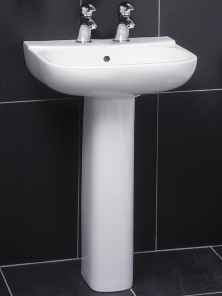 2 Tap Hole Basin & Pedestal. 550mm. technical image