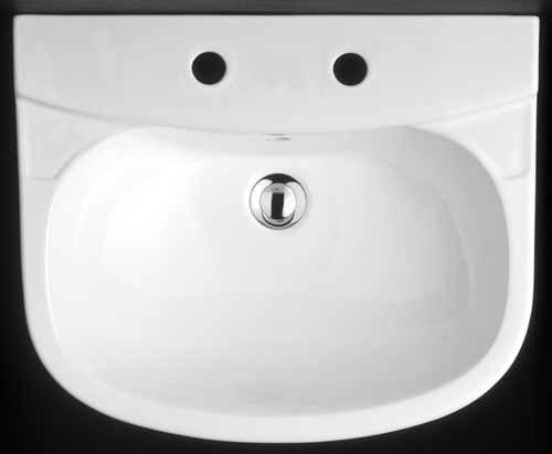 2 Tap Hole Basin & Pedestal. 550mm. technical image