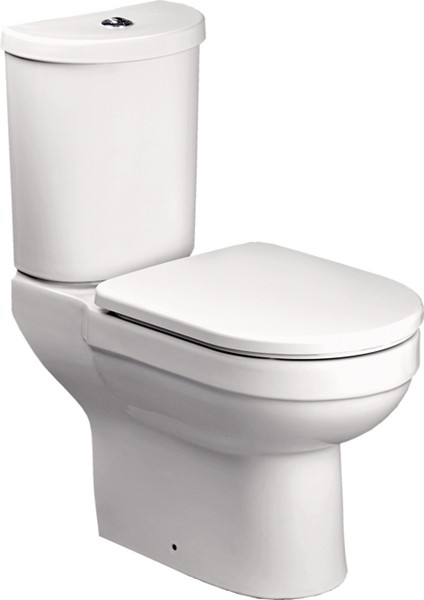 Close Coupled Toilet, Dual Push Flush Cistern & Seat. technical image