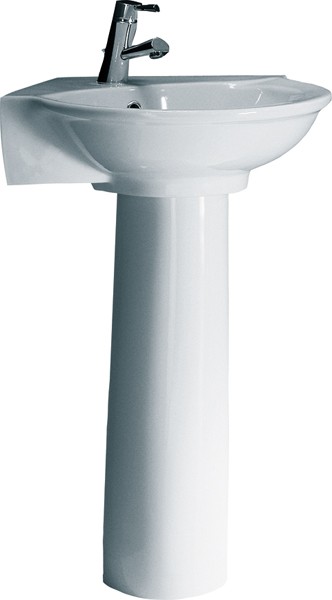 1 Tap Hole Corner Basin And Pedestal. 595mm. technical image