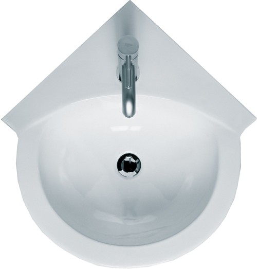 1 Tap Hole Corner Basin And Pedestal. 595mm. technical image