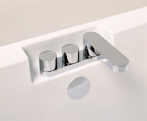 Modern Acrylic Bath. 1750x750mm (Undrilled, White). technical image