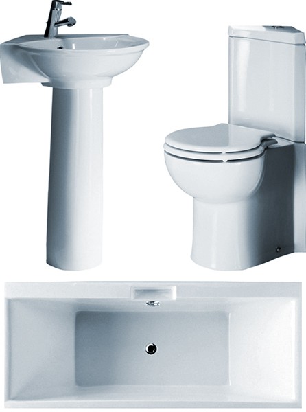 Corner Bathroom Suite With Bath (1750x750mm). technical image