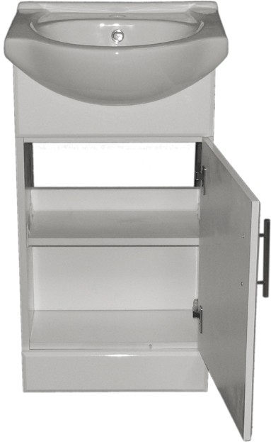 450mm White Vanity Unit, Ceramic Basin, Fully Assembled. technical image