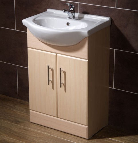 550mm Beech Vanity Unit, Ceramic Basin, Fully Assembled. technical image