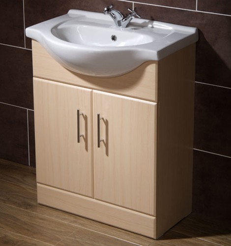 650mm Beech Vanity Unit, Ceramic Basin, Fully Assembled. technical image