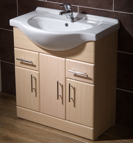 750mm Beech Vanity Unit, Ceramic Basin, Fully Assembled. technical image