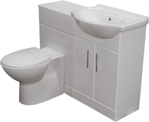 Complete Vanity Suite In White, Right Handed. 1125x830x300mm. technical image