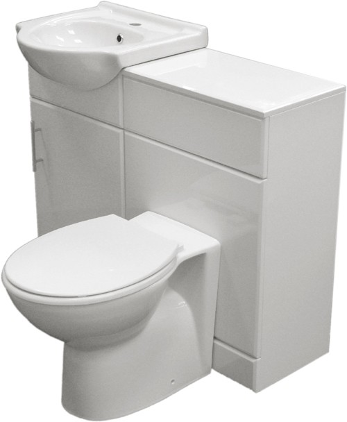 Complete Vanity Suite In White, Left Handed. 925x830x300mm. technical image