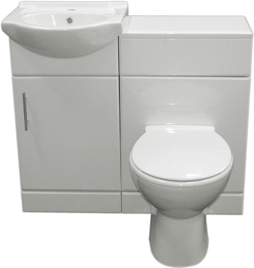 Complete Vanity Suite In White, Left Handed. 925x830x300mm. technical image