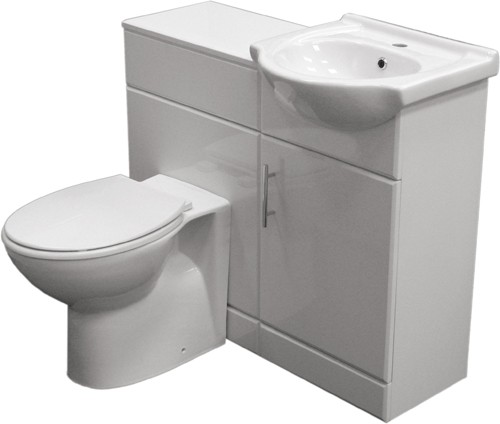 Complete Vanity Suite In White, Right Handed. 925x830x300mm. technical image