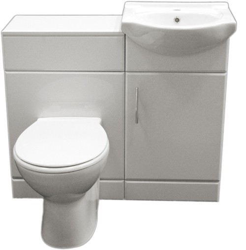 Complete Vanity Suite In White, Right Handed. 925x830x300mm. technical image
